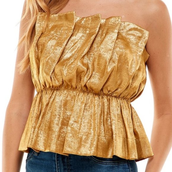 Tops - Strapless Metallic Top